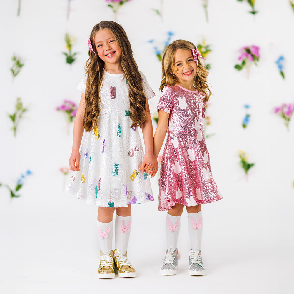 cute easter dress for girls Toddler Baby Girls Easter Dress Cute Letters Embroidery Long Bubble Sleeve Striped Dress