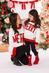 Mom & Me - "Merry" Red & White Sweater | Sparkle in Pink