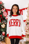Mom & Me - "Merry" Red & White Sweater | Sparkle in Pink