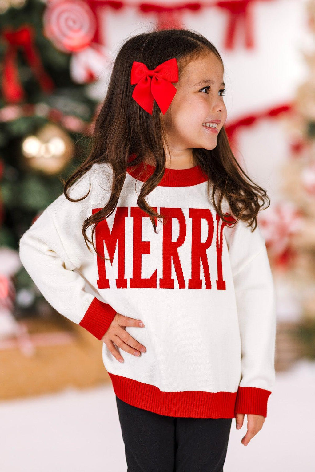Mom & Me - "Merry" Red & White Sweater | Sparkle in Pink