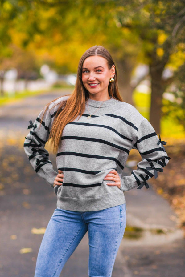 Mom & Me - Gray Striped Sweater & Pant Set