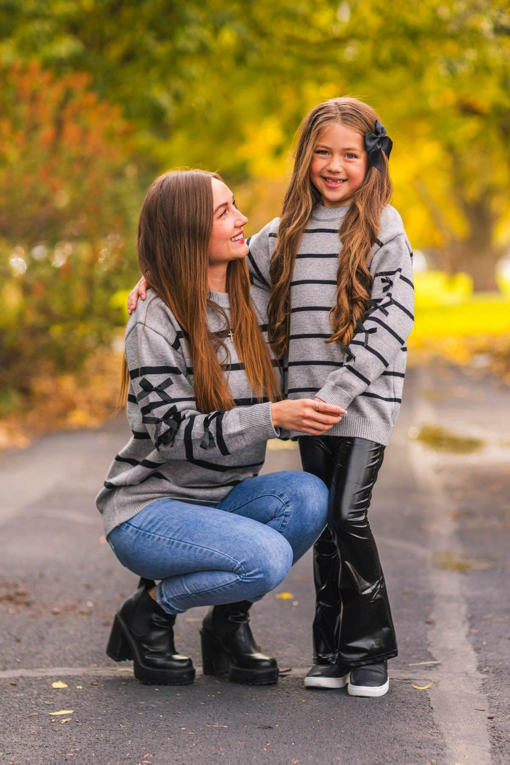 Mom & Me - Gray Striped Sweater & Pant Set