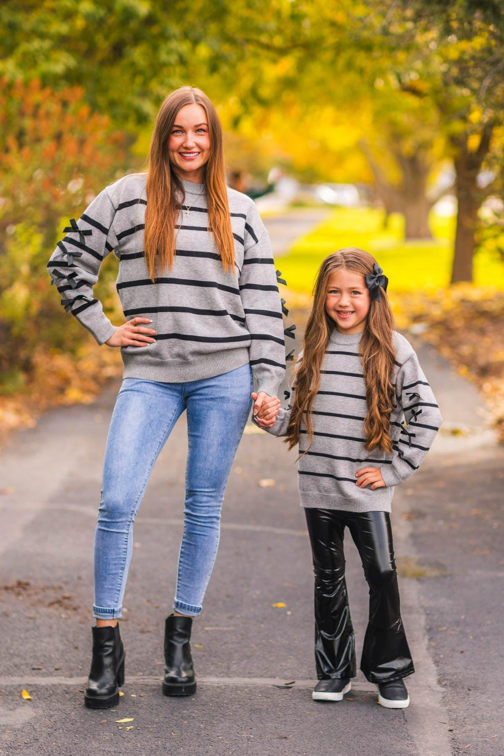 Mom & Me - Gray Striped Sweater & Pant Set
