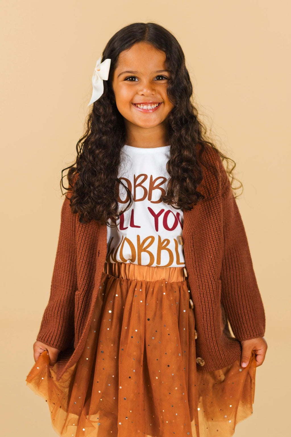 "Gobble Till You Wobble" Cardigan Skirt Set - 3 Piece | Sparkle in Pink