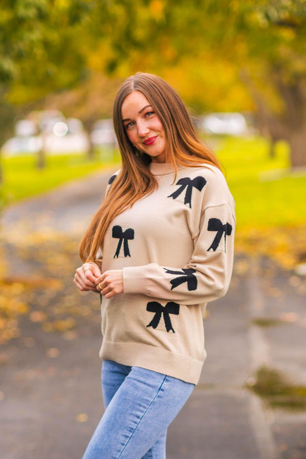 Mom & Me - Tan Bow Sweater & Pant Set