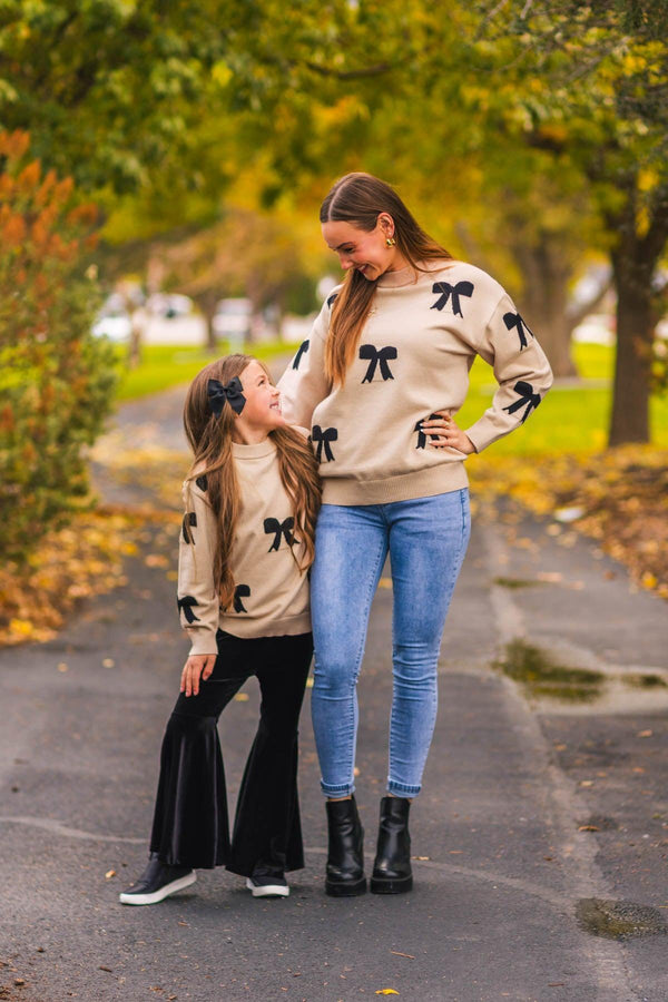 Mom & Me - Tan Bow Sweater & Pant Set