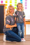 Mom & Me - Gray Corduroy Crayon Top | Sparkle in Pink