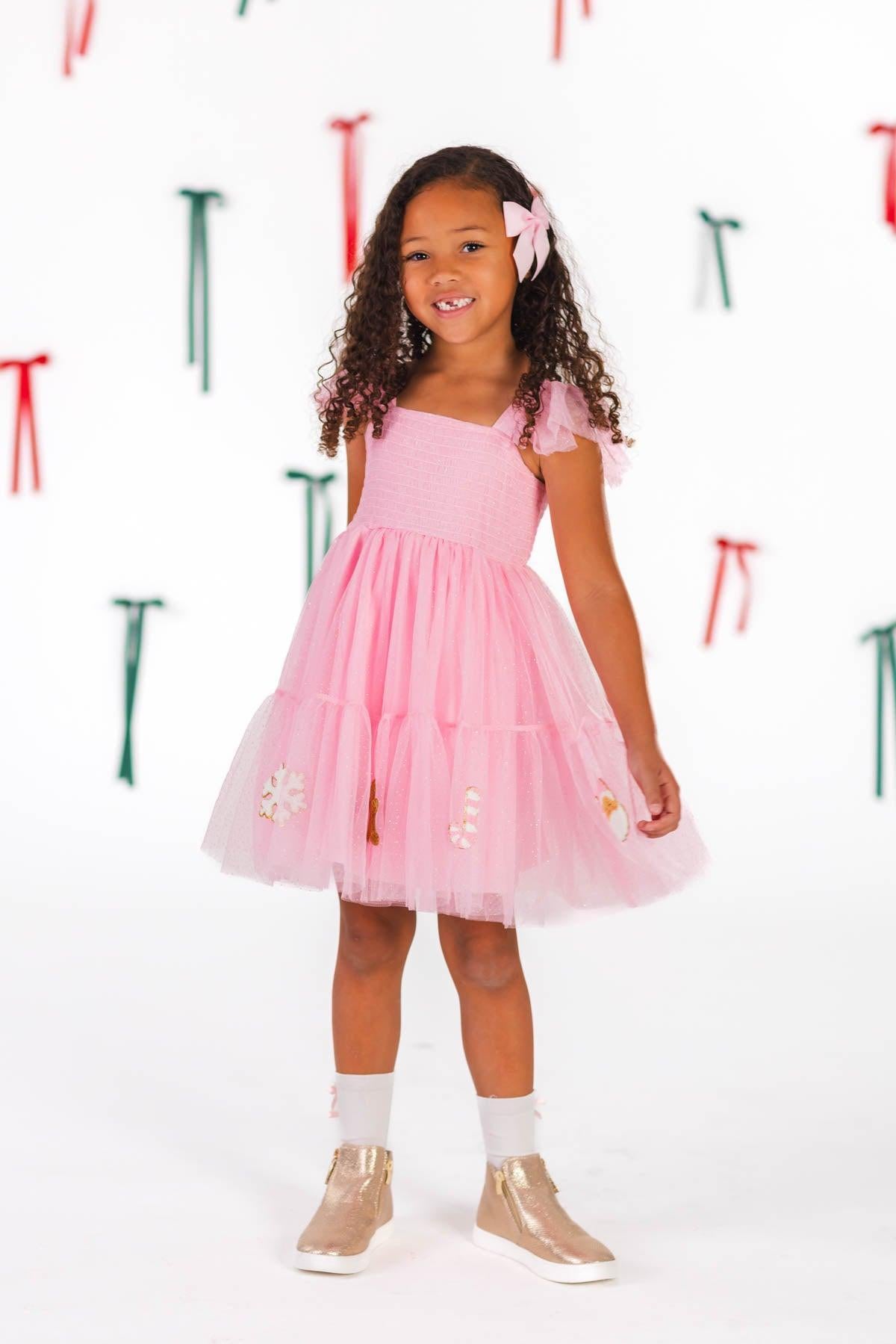 pink sparkly christmas dress Women's Pink Elf Sequin V Neck Dress | Festive Holiday Dress | High Strength & Durable Material with Stretch | Pink