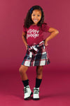 "Tiny Teenager" Burgundy Plaid Skirt Set | Sparkle in Pink