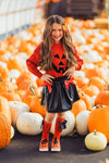 Jack-O'-Lantern Sweater Pleather Skirt Set | Sparkle in Pink