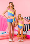 Mom & Me - Pink Yellow & Blue Striped Swimsuit | Sparkle in Pink