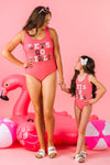 Mom & Me - "Let's Go Girls" One Piece Swimsuit | Sparkle in Pink