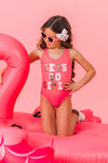 Mom & Me - "Let's Go Girls" One Piece Swimsuit | Sparkle in Pink