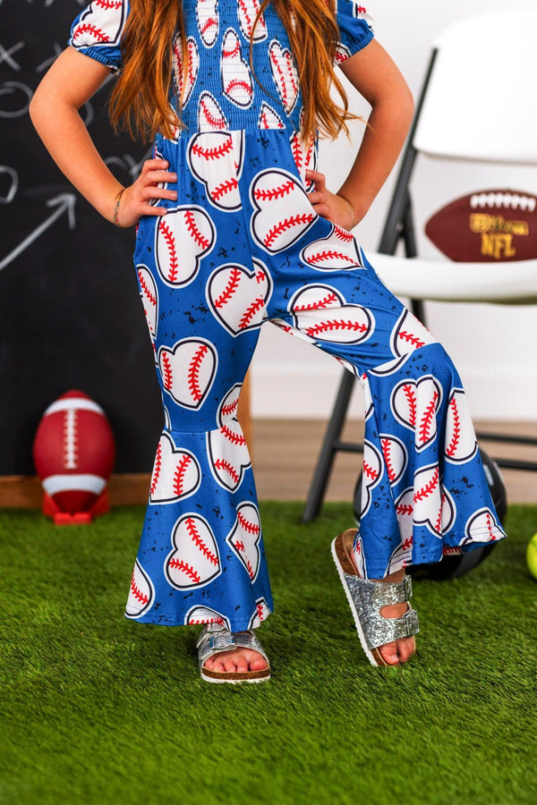 Blue Baseball Heart Jumpsuit | Sparkle in Pink
