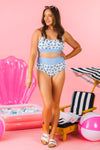 Mom & Me - Blue & White Ribbed Floral Bikini | Sparkle in Pink