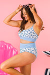 Mom & Me - Blue & White Ribbed Floral Bikini | Sparkle in Pink