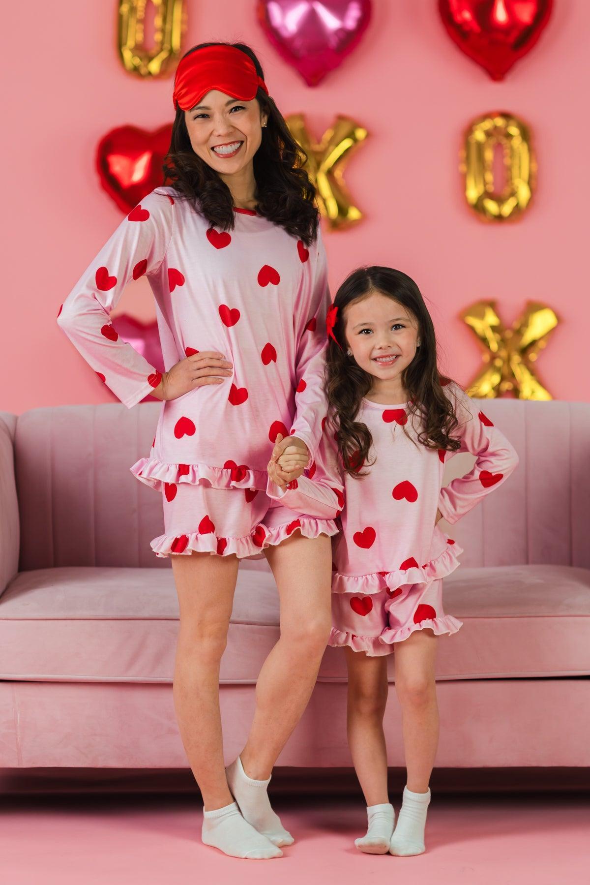Pink Ruffle Heart Pajamas | Matching Mom & Me Clothing – Sparkle