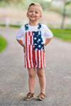 Mom & Kid - American Flag Denim Overalls | Sparkle in Pink