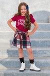 "Tiny Teenager" Burgundy Plaid Skirt Set | Sparkle in Pink