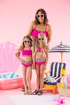 Mom & Me - Hot Pink Leopard Bandeau Bikini - Sparkle in Pink