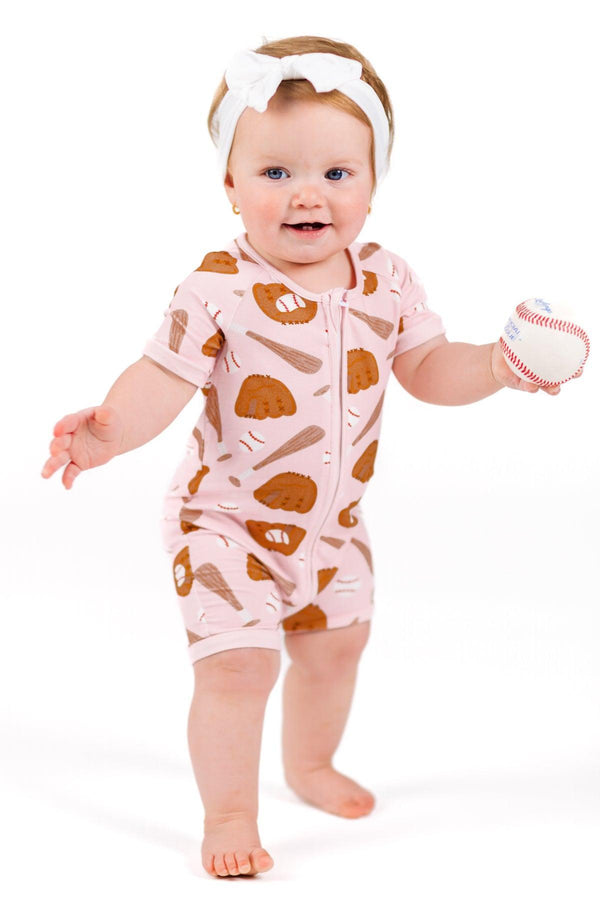 Pink Bamboo Baseball Onesie | Sparkle in Pink