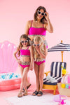 Mom & Me - Hot Pink Leopard Bandeau Bikini - Sparkle in Pink