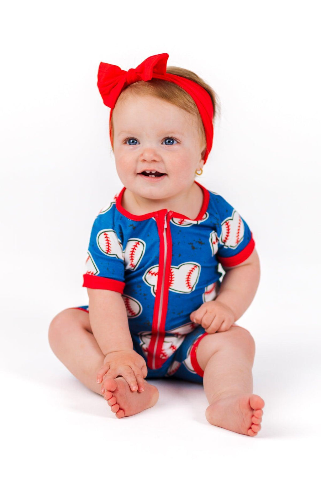 Blue Bamboo Baseball Heart Onesie | Sparkle in Pink