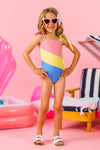 Mom & Me - Pink Yellow & Blue Striped Swimsuit | Sparkle in Pink