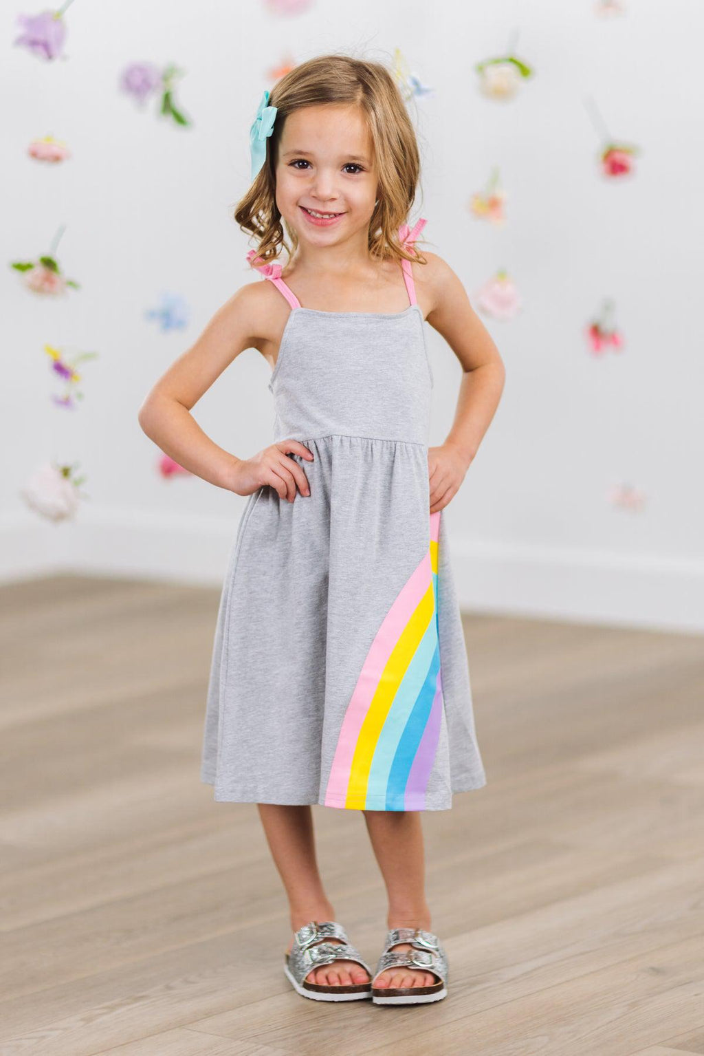 Best Friends Gray Rainbow Dress | Sparkle in Pink