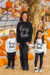 Mom & Kid - "Hey Boo" Sweater | Sparkle in Pink