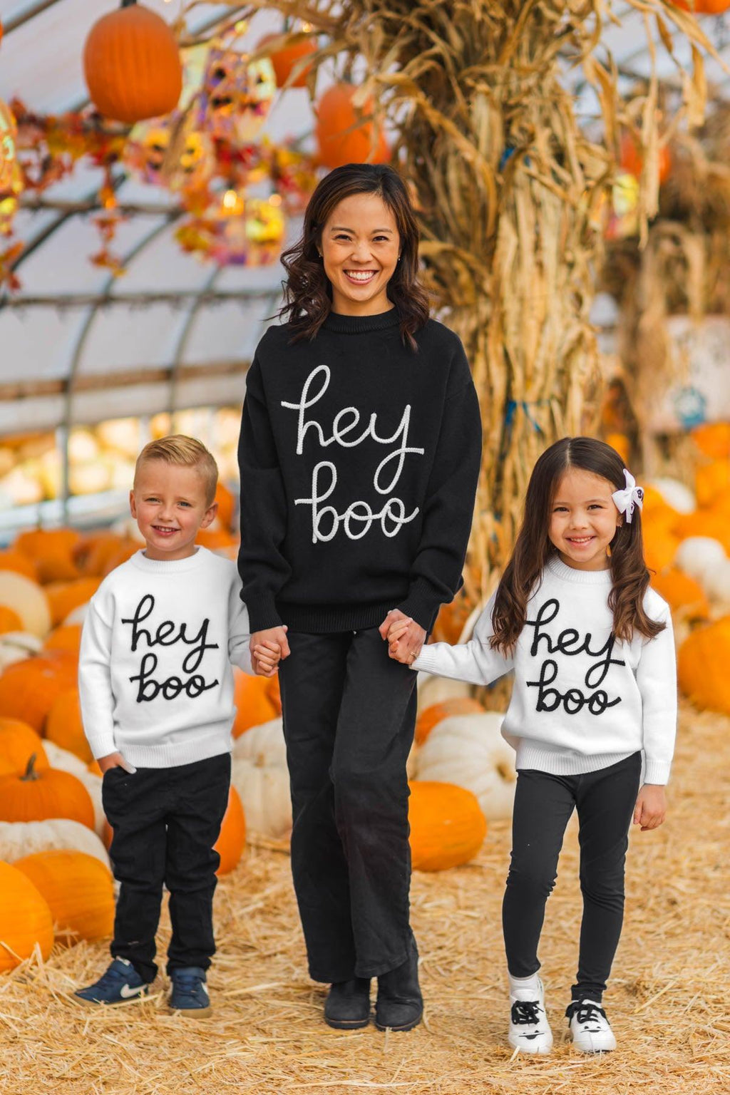 Mom & Kid - "Hey Boo" Sweater | Sparkle in Pink