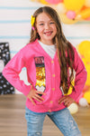 Hot Pink Sequin Pencil Cardigan | Sparkle in Pink