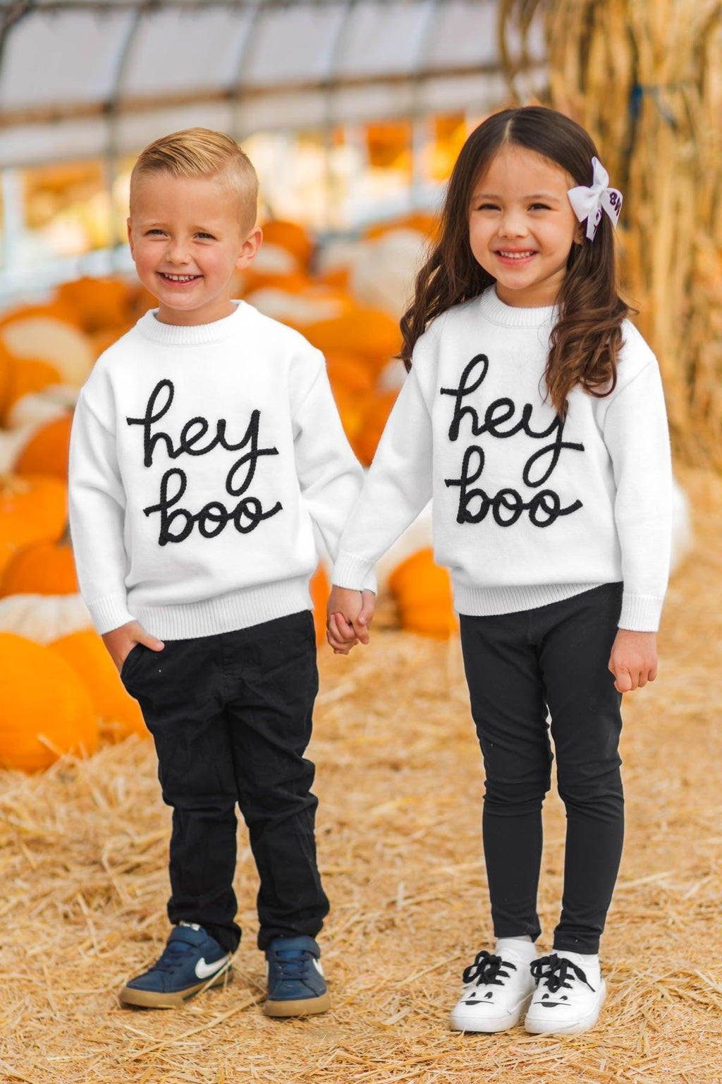 Mom & Kid - "Hey Boo" Sweater | Sparkle in Pink