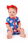 Blue Bamboo Baseball Heart Onesie | Sparkle in Pink