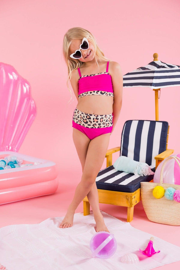 Mom & Me - Hot Pink Leopard Bandeau Bikini - Sparkle in Pink