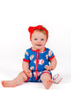 Blue Bamboo Baseball Heart Onesie | Sparkle in Pink