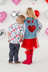 "XOXO" Checkered Button Down | Sparkle in Pink