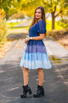 Mom & Me - Blue Ruffle Bow Dress