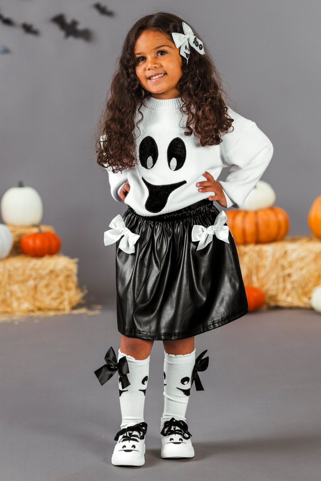 Black & White Ghost Pleather Skirt Set | Sparkle in Pink