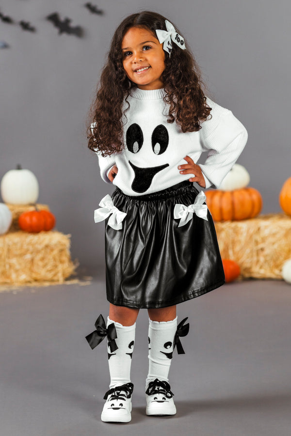 Black & White Ghost Pleather Skirt Set | Sparkle in Pink
