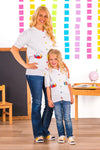 Mom & Me - School Supply Sweater Cardigan | Sparkle in Pink
