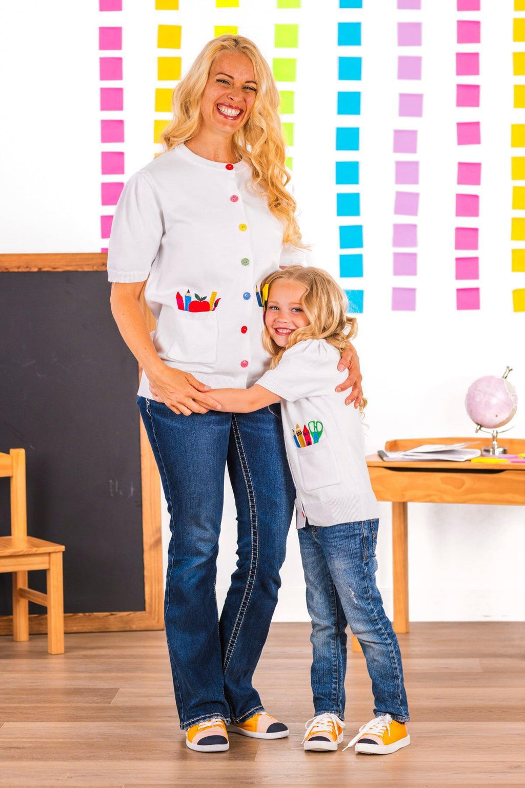 Mom & Me - School Supply Sweater Cardigan | Sparkle in Pink