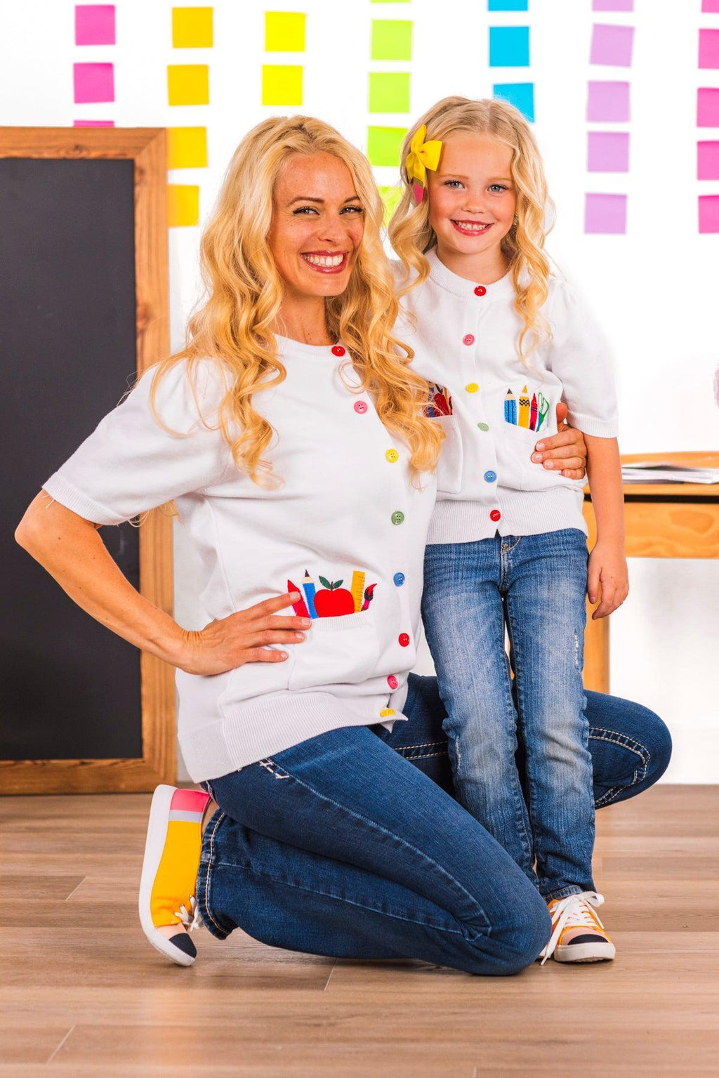 Mom & Me - School Supply Sweater Cardigan | Sparkle in Pink