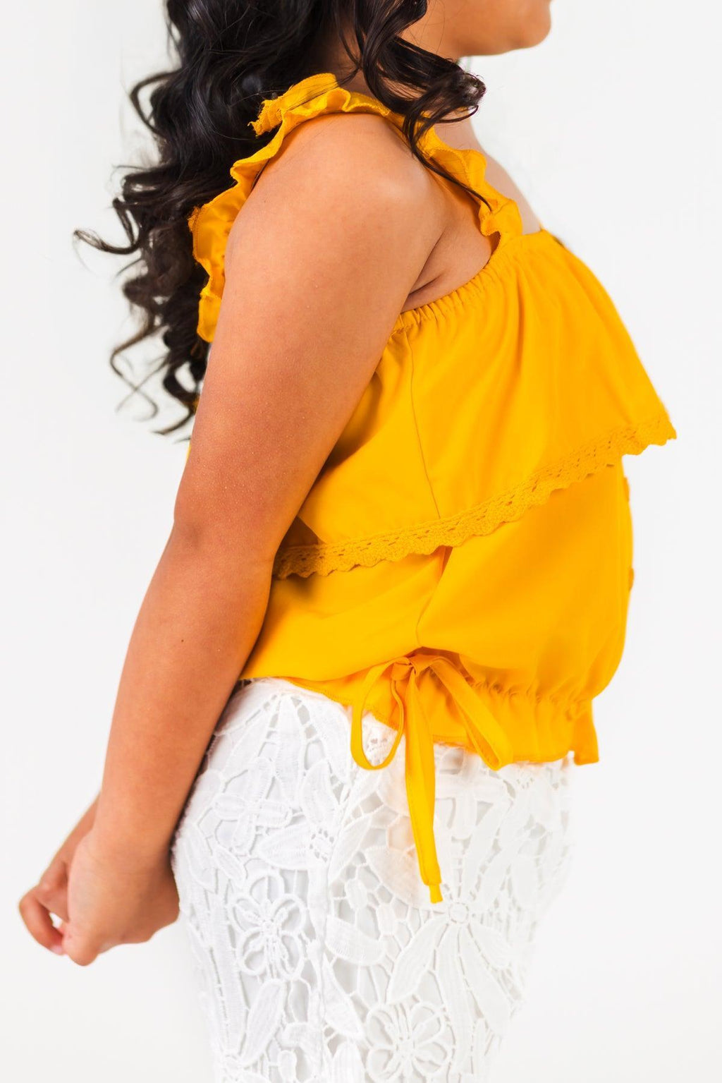 Mustard & White Floral Lace Pant Set | Sparkle in Pink