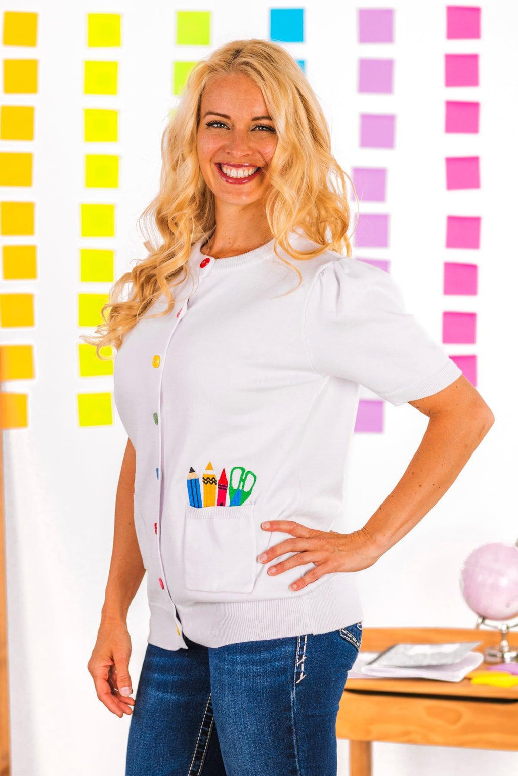 Mom & Me - School Supply Sweater Cardigan | Sparkle in Pink