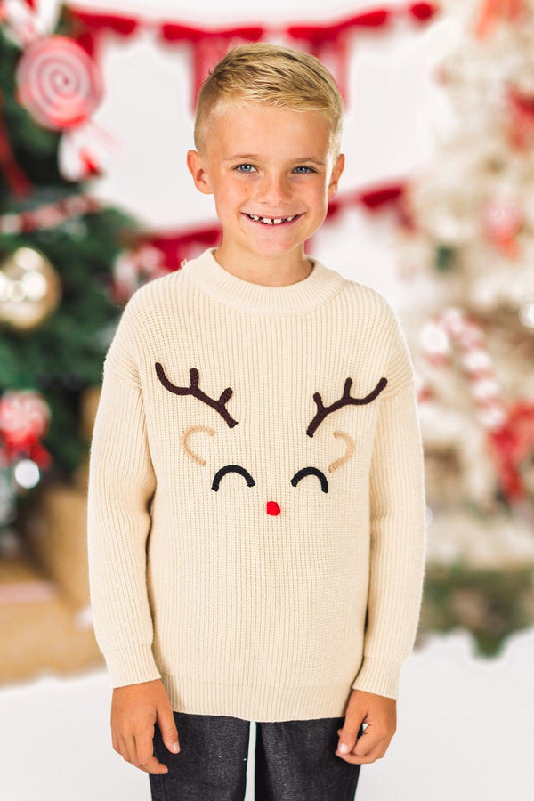 Reindeer Knit Sweater - Boy or Girl | Sparkle in Pink