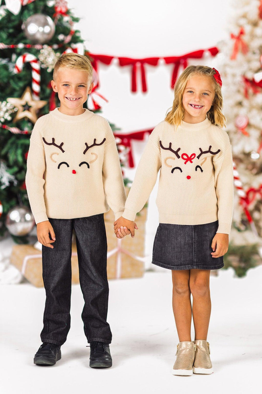 Reindeer Knit Sweater - Boy or Girl | Sparkle in Pink