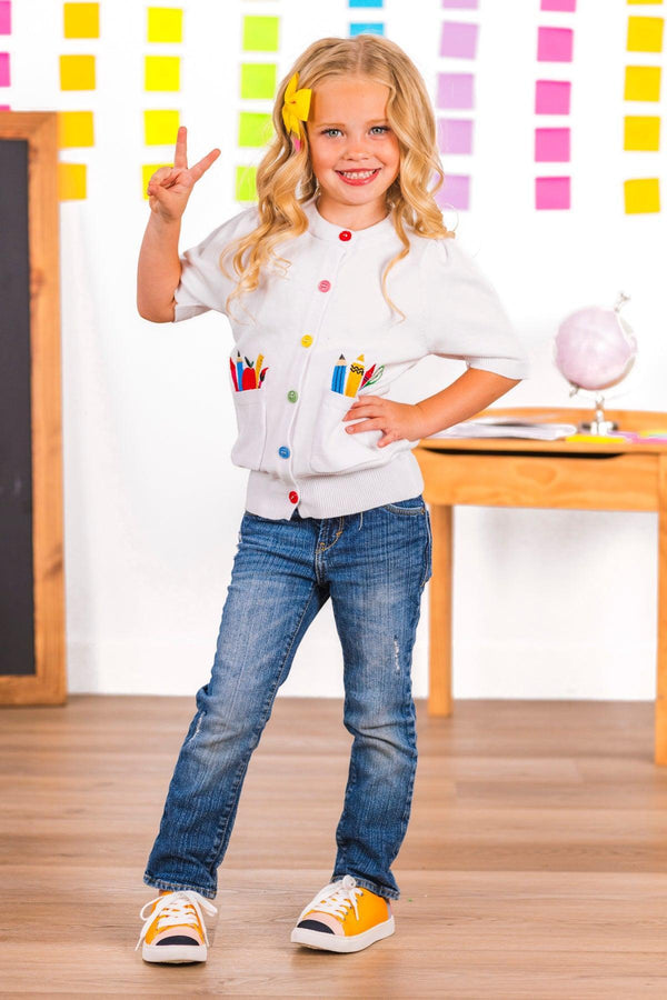 Mom & Me - School Supply Sweater Cardigan | Sparkle in Pink