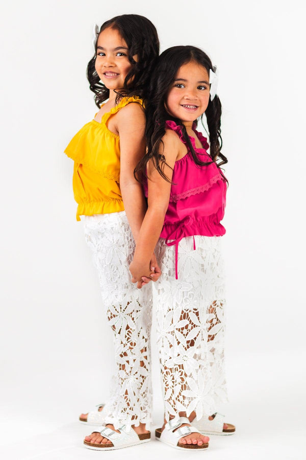 Hot Pink Floral Lace Pant Set | Sparkle in Pink