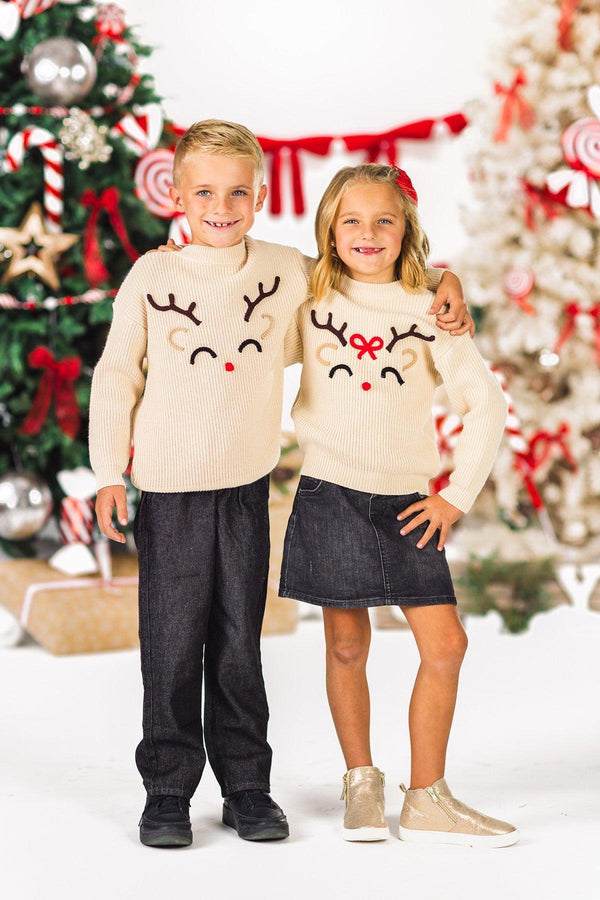 Reindeer Knit Sweater - Boy or Girl | Sparkle in Pink